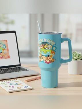 Scooby Doo Mystery Machine Double Walled Stainless Steel Tumbler with Straw